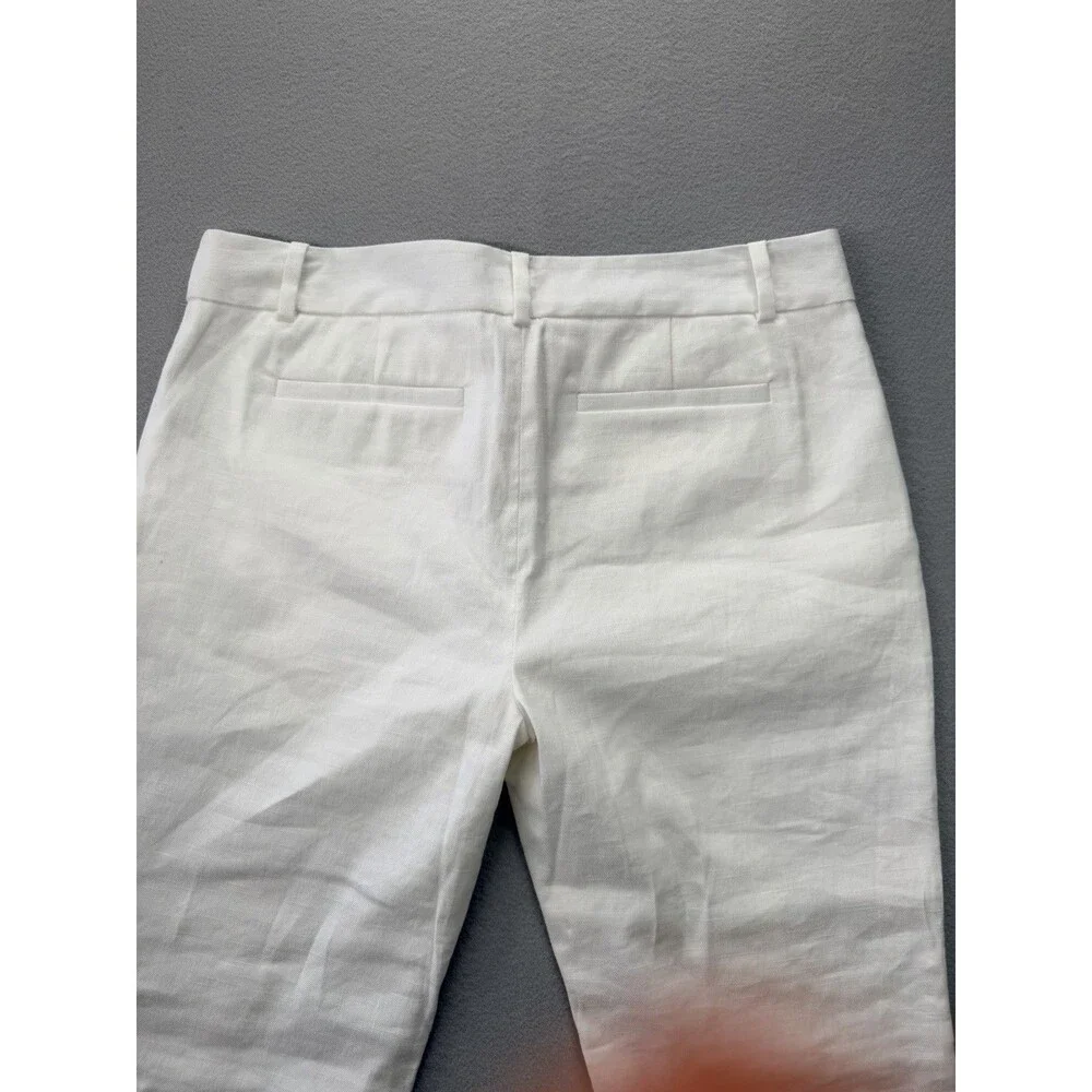 Diane Von Furstenberg Carissa Linen Blend White Bootcut Pants Women’s 8 NWT